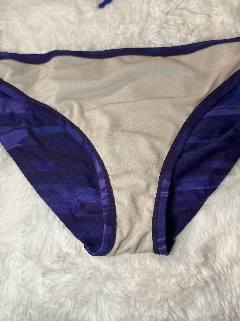 Exhilaration Purple Bandeau Bikini Set Tie Side Swimsuit Watercolor Print - Picture 4 of 16